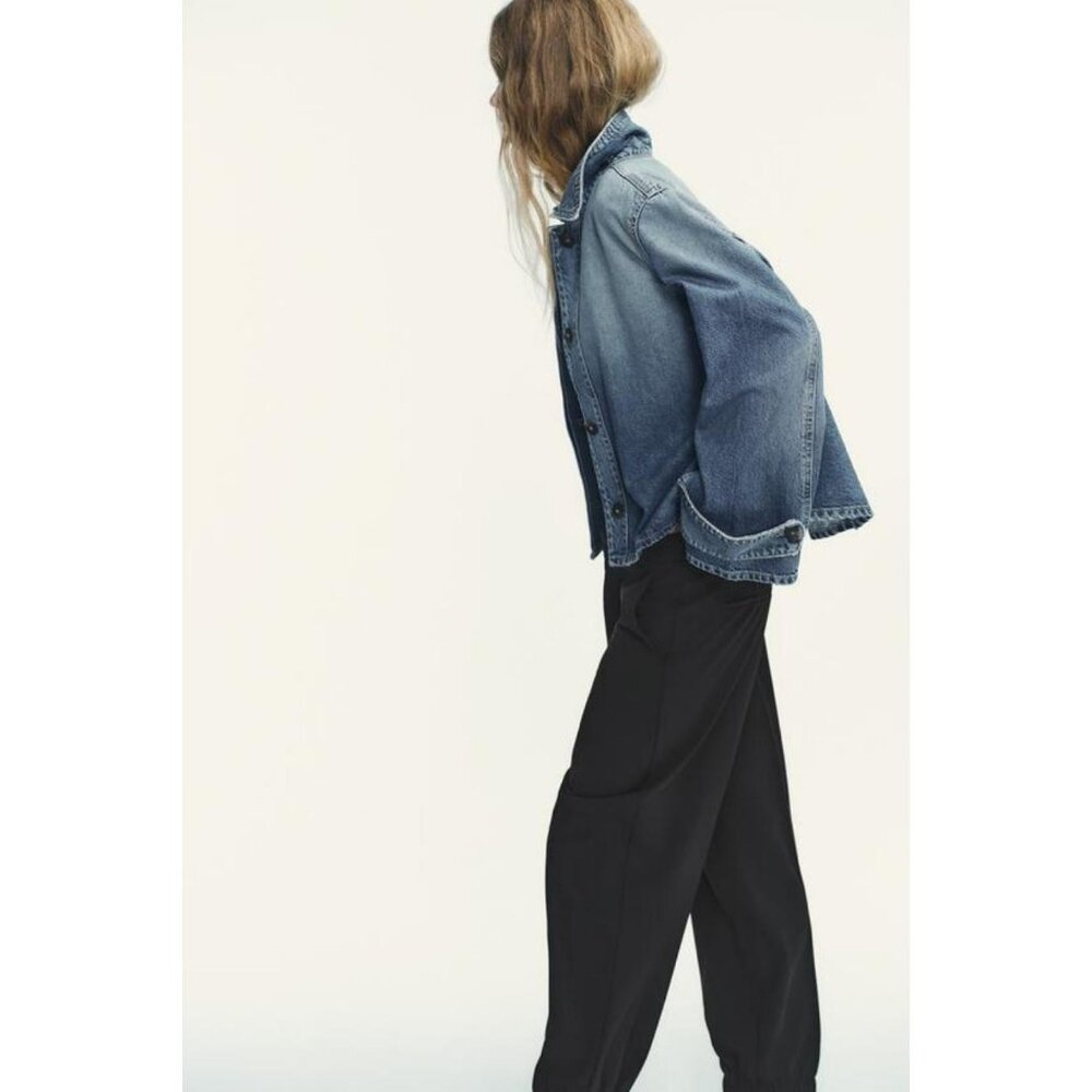 ZARA TRF HIGH NECK DENIM JACKET - Picture 4 of 8